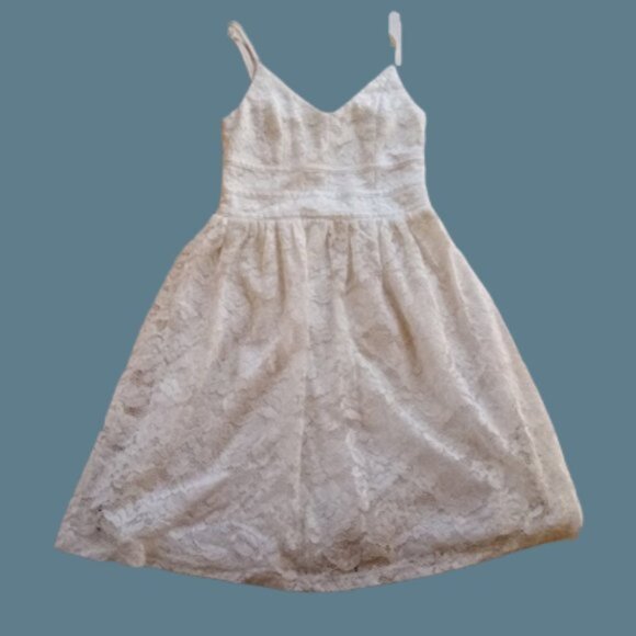 Ivory White Lace Overlay Dress Size XS - Picture 4 of 5
